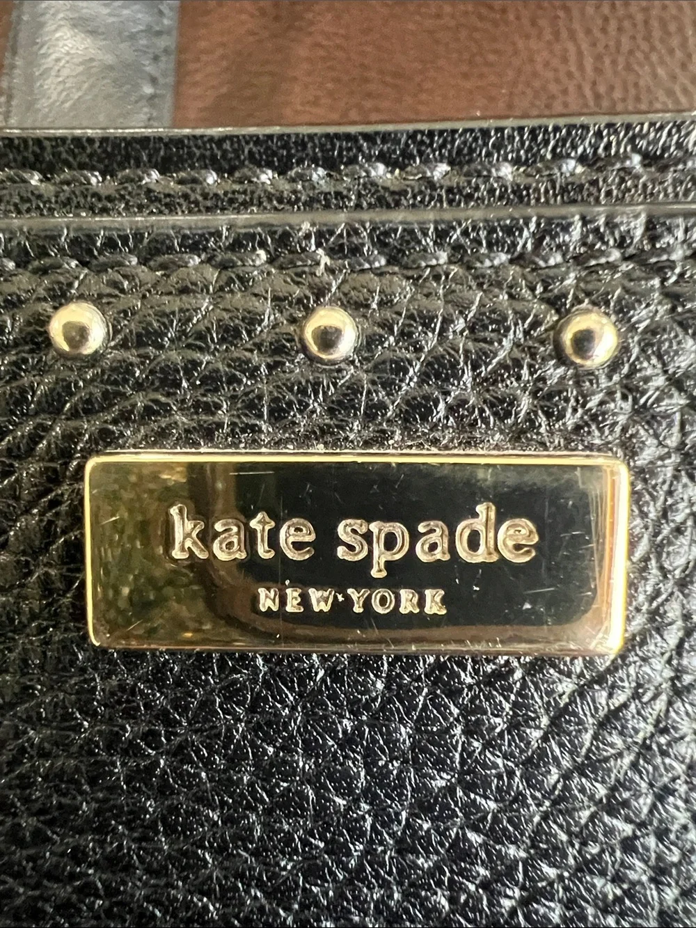 kate spade Black Pebbled Leather Satchel with Tassel and Stud Trim